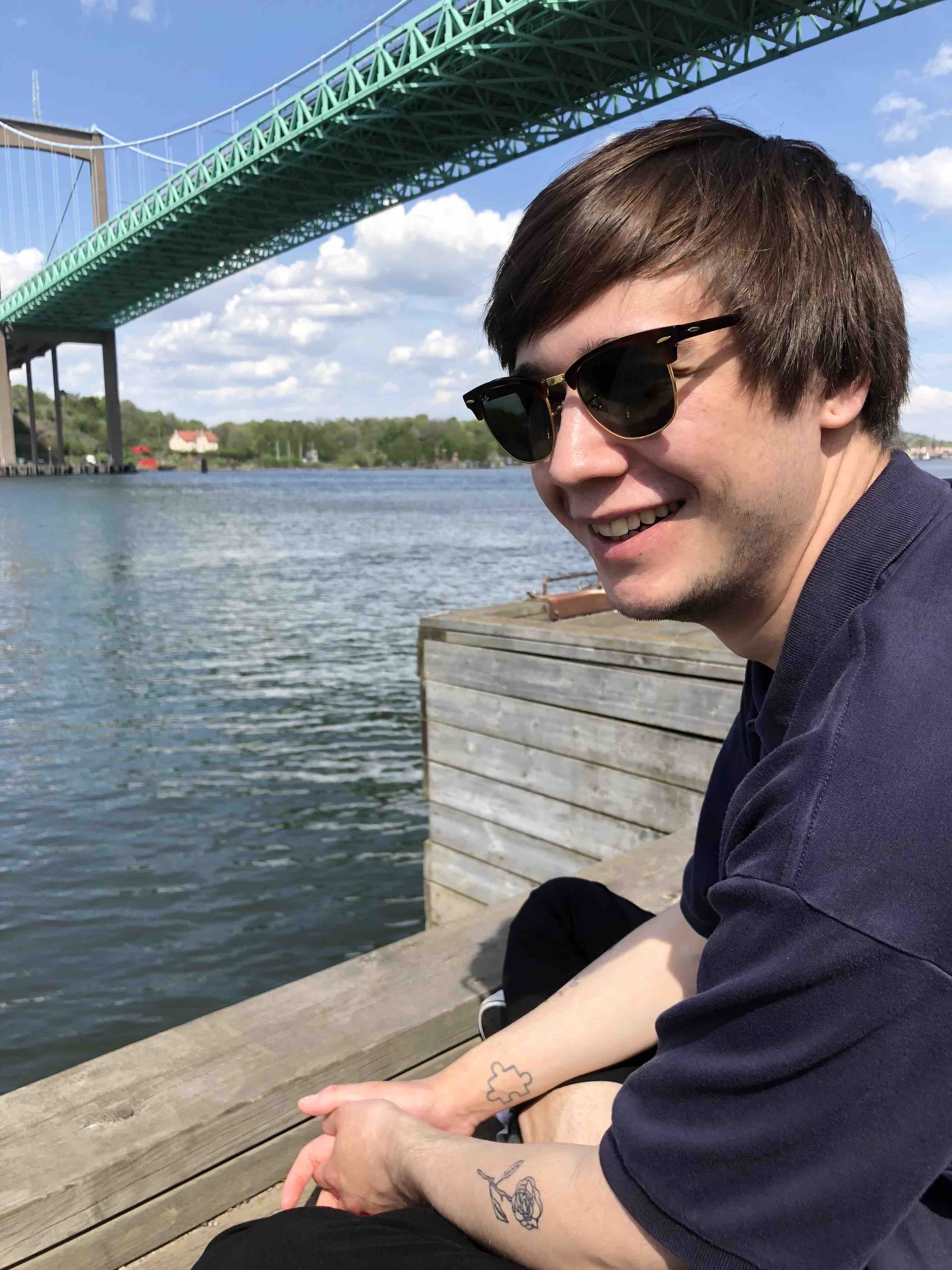 Pictures of Gustaf Grönlund in different settings.